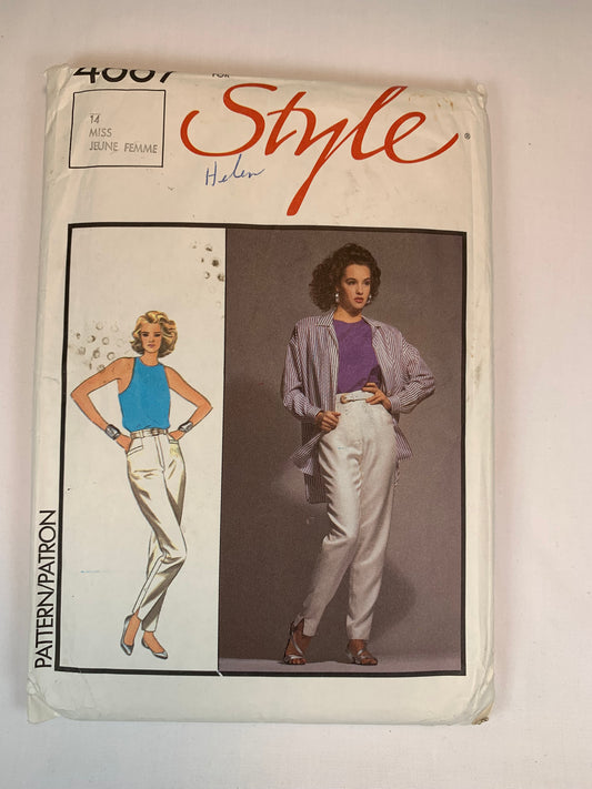 Style 4667 Misses' Shirt, Top, Pants, Size14, Uncut, Vintage 1986