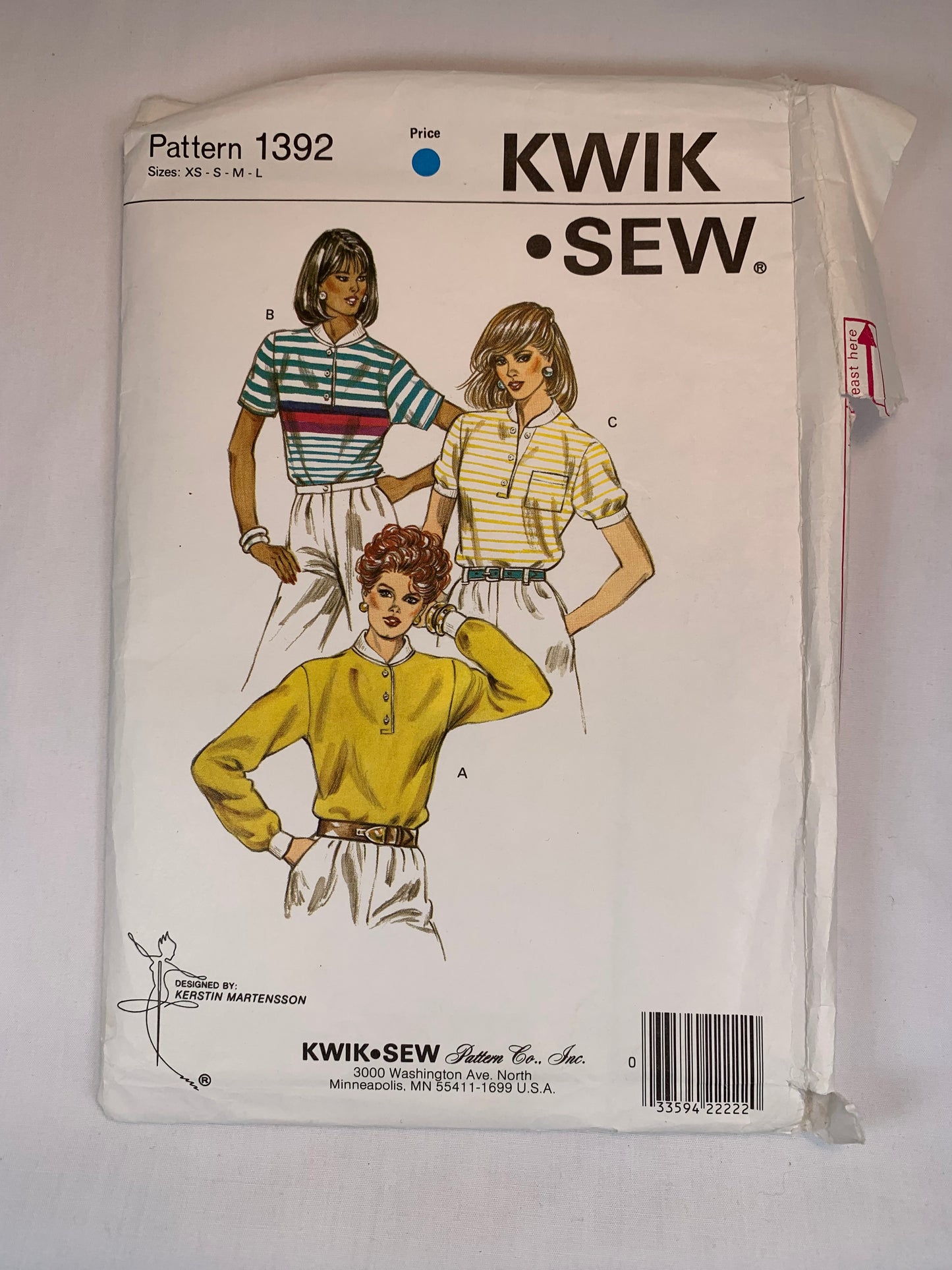 KWIK 1392 Misses' Shirts, Tops, Size XS-L, Cut, Vintage 1984