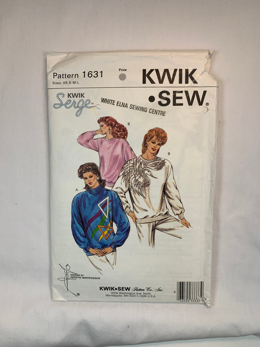 KWIK 1631 Misses' Tops, Size XS-S, Cut, Vintage 1987