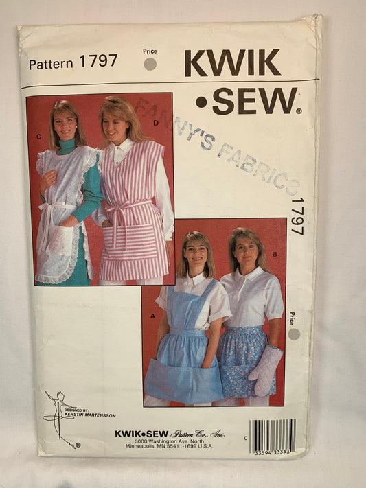Kwik 1797 Crafts, Aprons, Oven Mitts, Cut, Vintage 1988