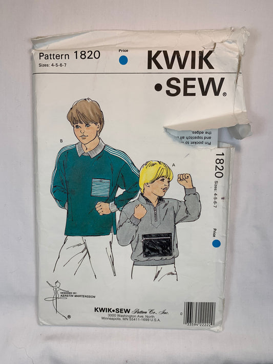 KWIK 1820 Boys' Shirts, Size 4-7, Uncut, Vintage 1988