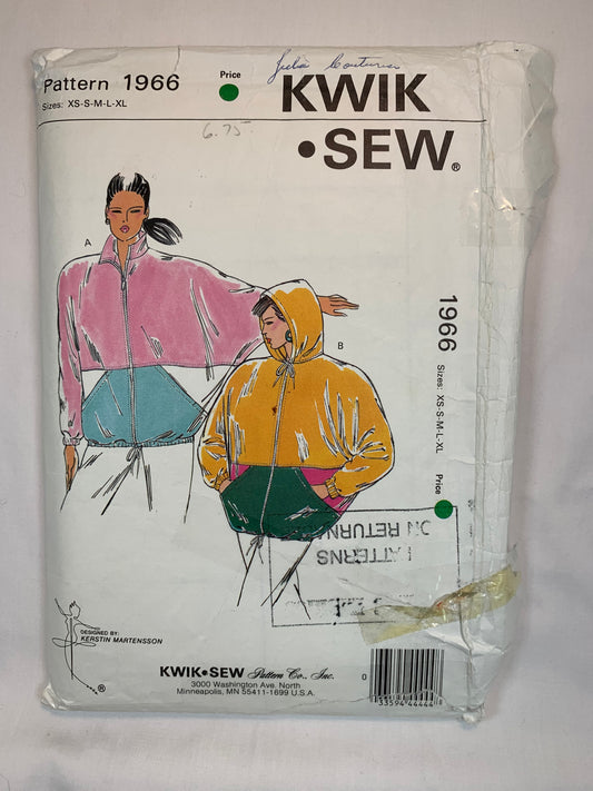 KWIK 1966 Misses' Jacket, Size 31-45, Cut, Vintage 1989