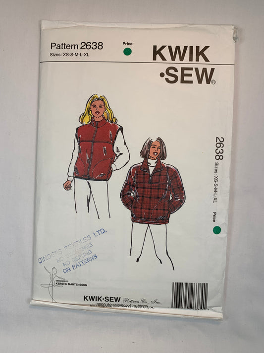 KWIK 2638 Misses' Vest, Jacket, Size XS-L, Cut, Vintage 1997