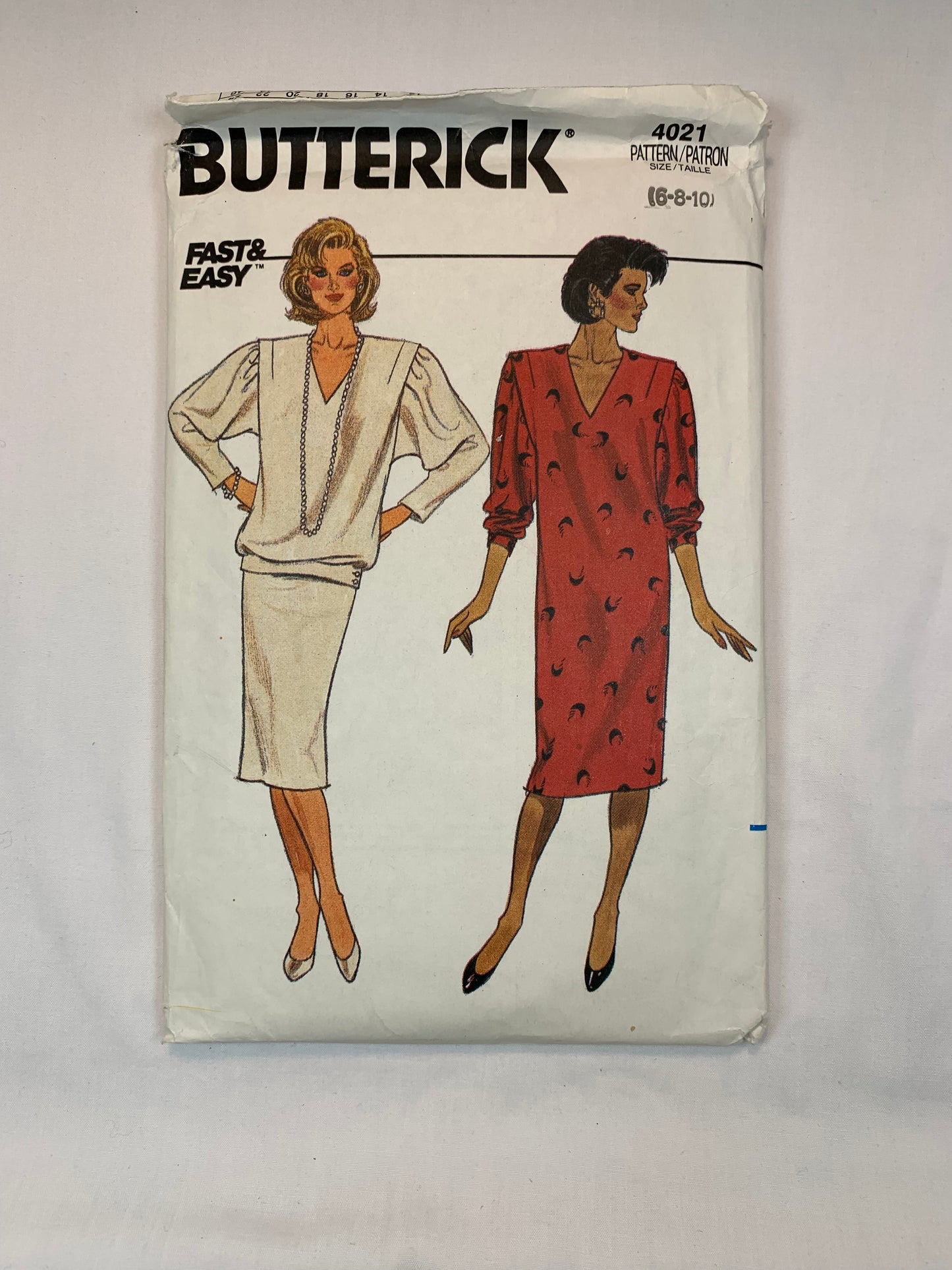Butterick 4021 Misses' Dress, Skirt, Top, Size 6-10, Uncut, Vintage 1986