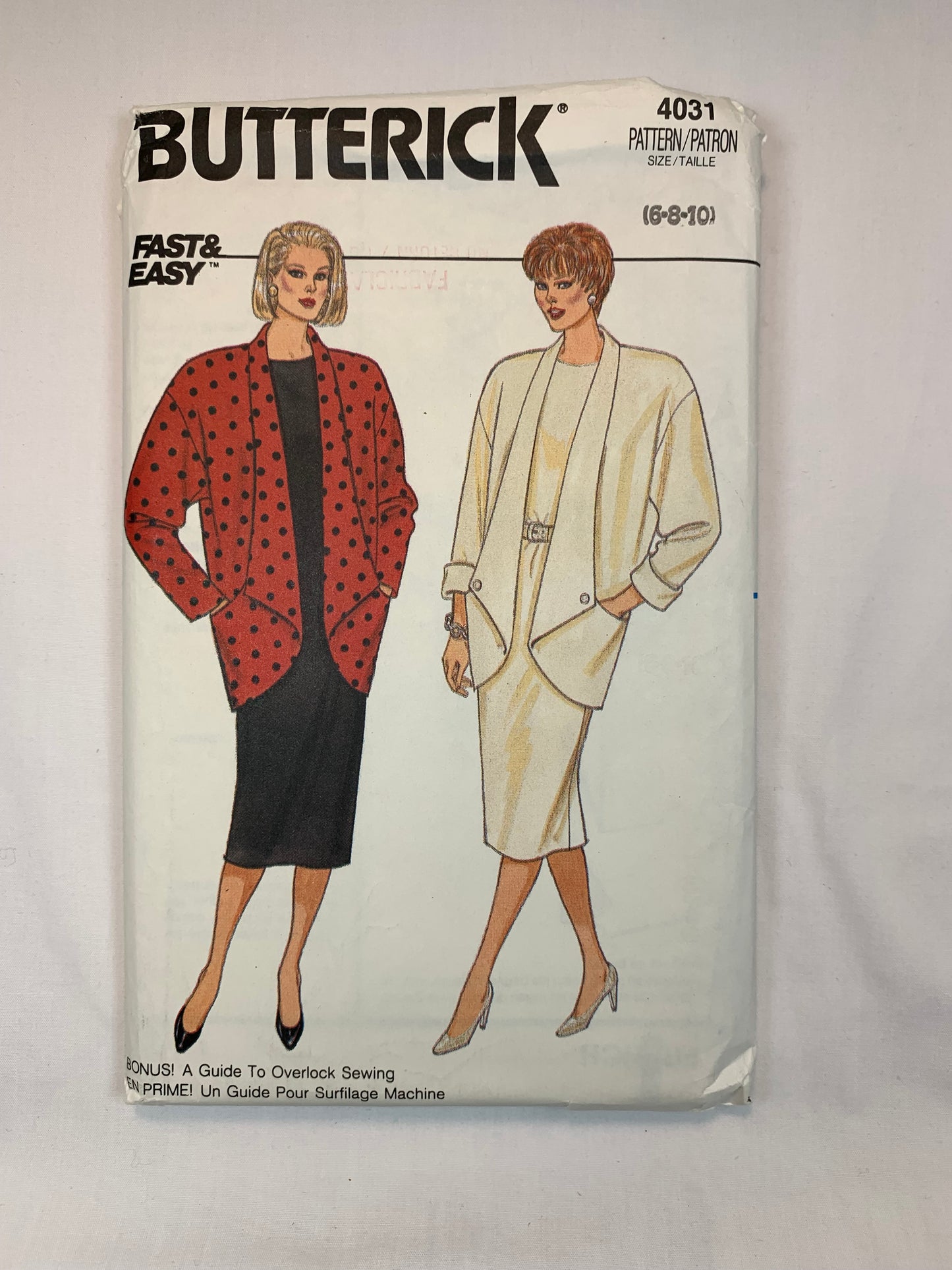 Butterick 4031 Misses' Jacket, Dress, Size 6-10, Uncut, Vintage 1988