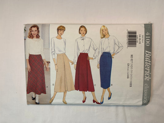Butterick 4100 Misses' Skirt, Size 14-18, Uncut, Vintage 1995