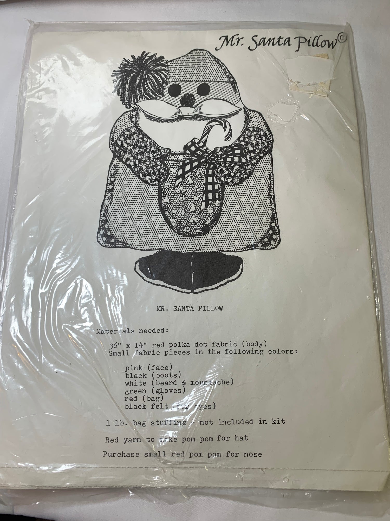 Mr. Santa Pillow Sewing Pattern Holiday, Christmas, Craft, Kit, Uncut, Vintage 1982