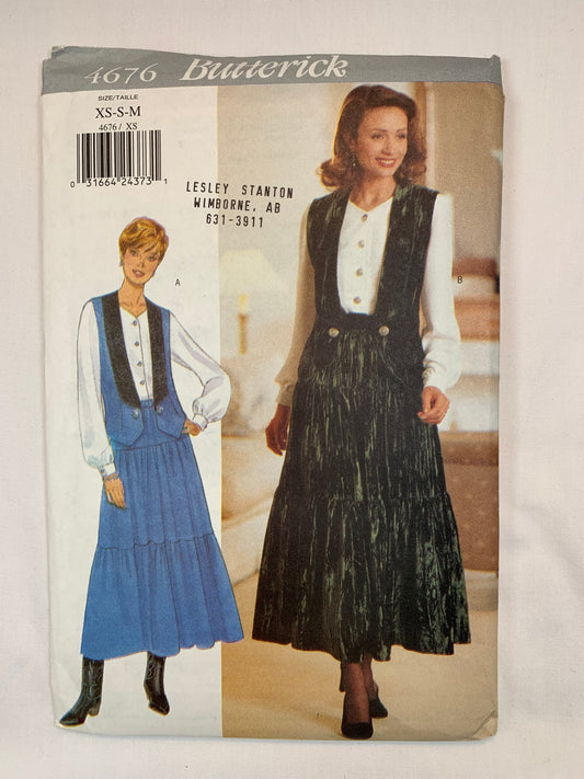 Butterick 3629 Misses' Vest, Blouse, Skirt, Size 6-14, Uncut, Vintage 1996