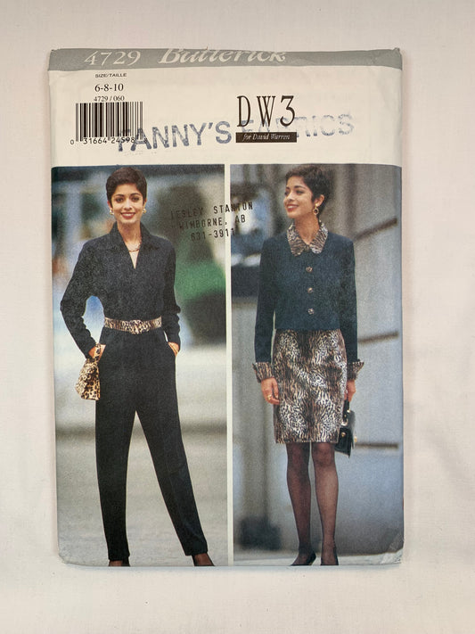 Butterick 4729 Misses' Petite Skirt, Top, Jumpsuit, Belt, Size 6-10, Uncut, Vintage 1996
