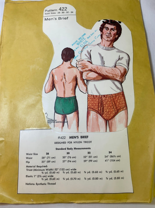 Kwik Sewing Pattern 422 Men's Underwear, Briefs, Shorts, Size 28-34, Uncut, Vintage 1994