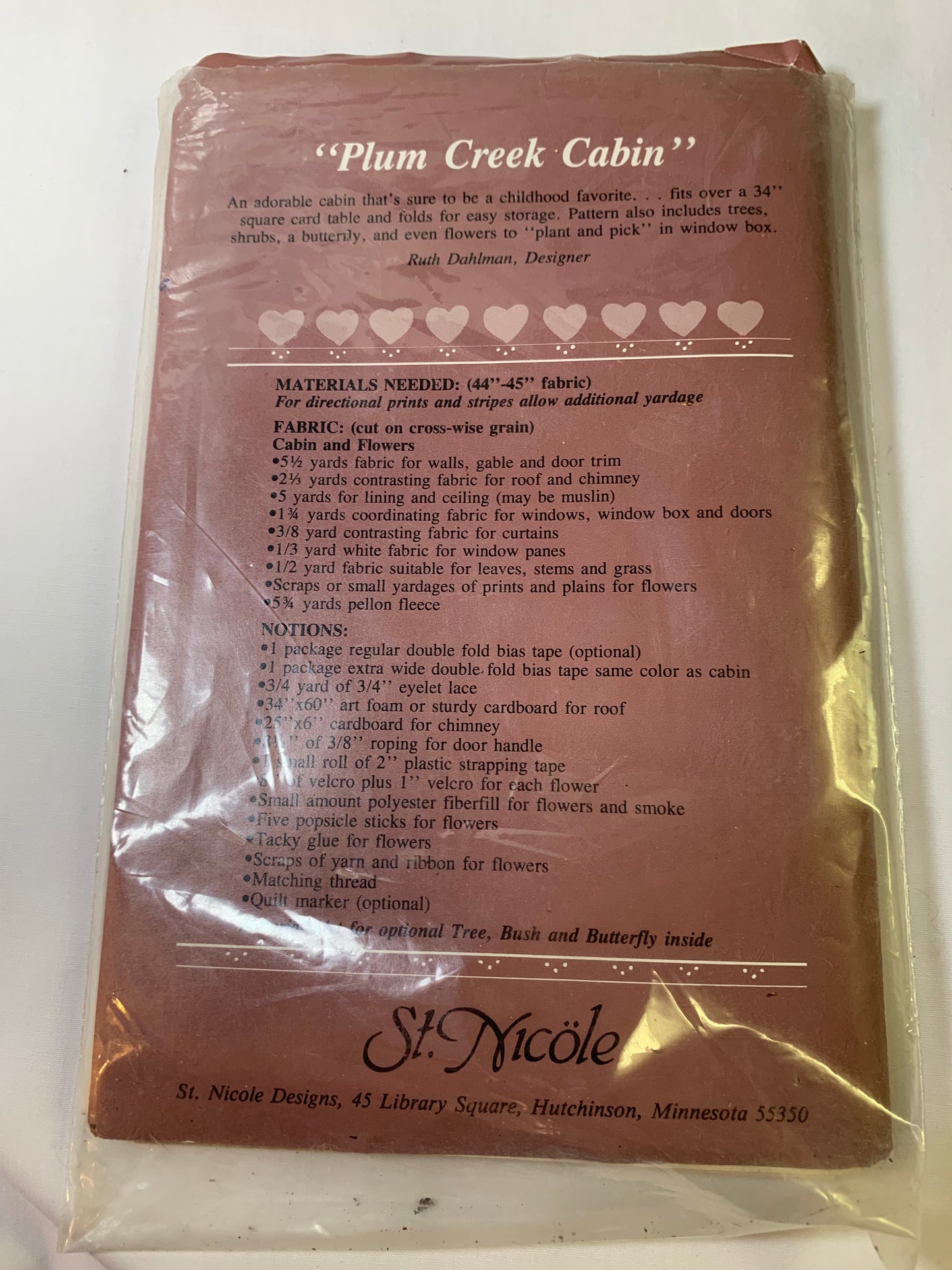 St. Nicole Plum Creek Cabin Sewing Pattern, Trees, Shrubs, Flowers
