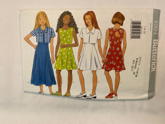 Butterick 4904 Girls' Jacket, Dress, Size 7-10, Uncut, Vintage 1997