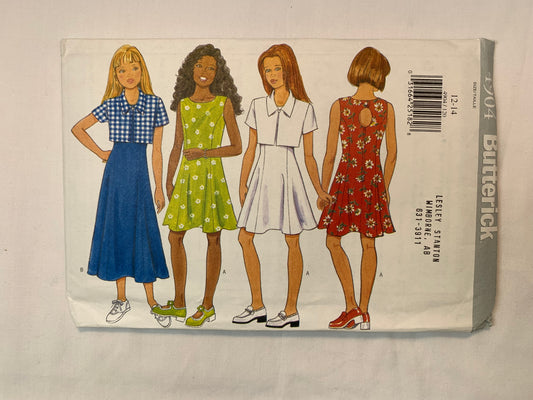 Butterick 4904 Girls' Jacket, Dress, Size 12-14, Uncut, Vintage 1997