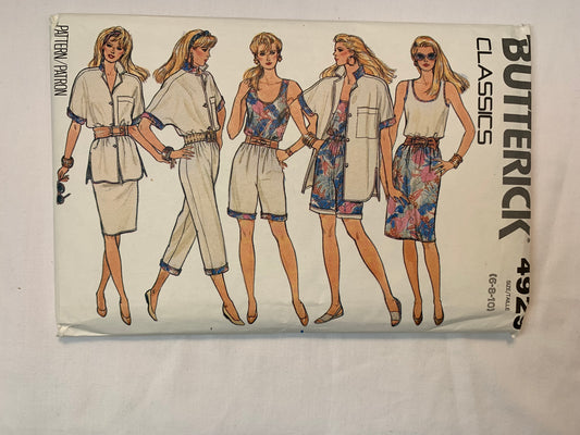 Butterick 4929 Misses' Shirt, Top, Skirts, Shorts, Pants, Size 6-10, Uncut, Vintage 1987