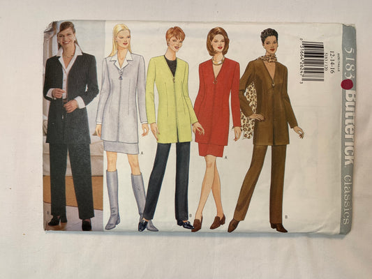 Butterick 5183 Misses' Petite Jacket, Skirt, Pants, Scarf, Size 12-16, Uncut, Vintage 1997