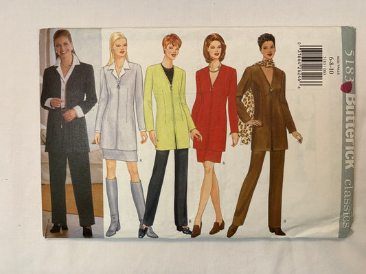 Butterick 5183 Misses' Petite Jacket, Skirt, Pants, Scarf, Size 6-10, Uncut, Vintage 1997