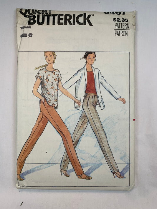 Butterick 6467 Misses' Top, Pants, Size 12-16, Uncut, Vintage 1980