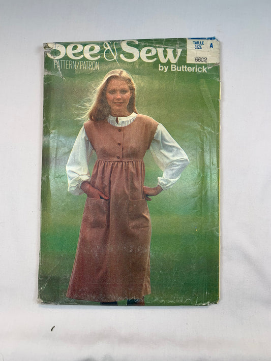 Butterick 4602 Misses' Jumper, Dress Size S-L, Uncut, Vintage 1970