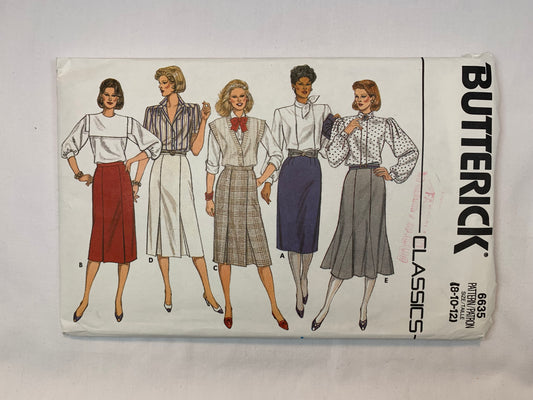 Butterick 6635 Misses' Skirt, Size 8-12, Uncut, Vintage 1984