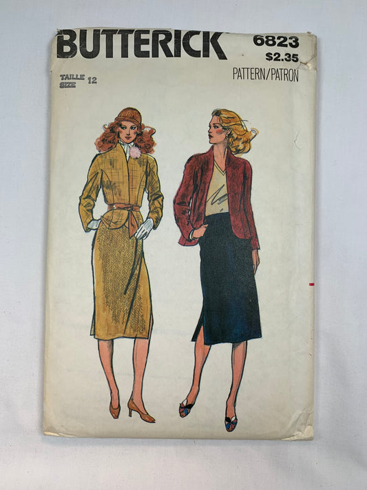 Butterick 6823 Misses' Jacket, Skirt, Size 12, Uncut, Vintage 1980