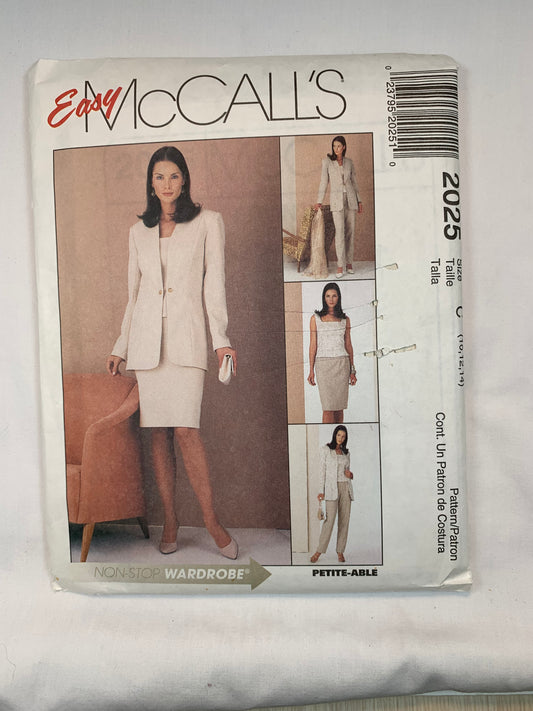 McCall's 2025 Misses' Lined Jacket, Top, Skirt, Pants, Size 10-14, Uncut, Vintage 1999