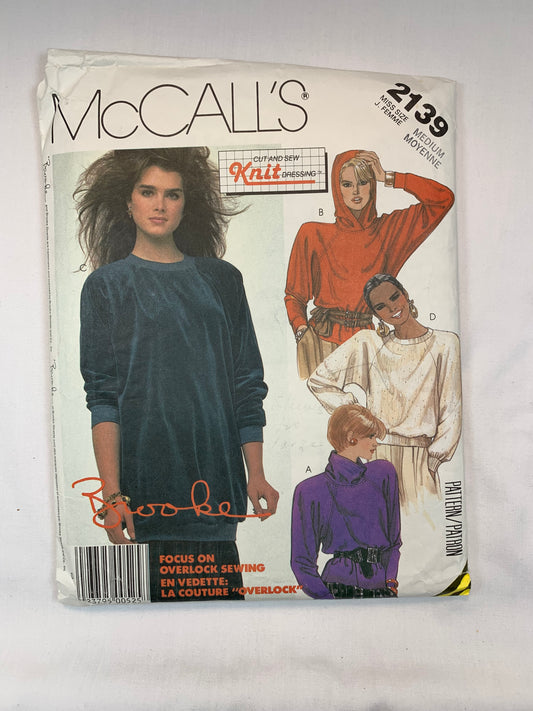 McCall's 2139 Misses' Brooke Shields Tops, Size 14-16, Uncut, Vintage 1985