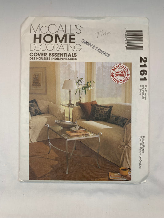McCall's 2161 Home Decor, Cover Essentials, Sofa, Chair, Pillows, Cut, Vintage 1995