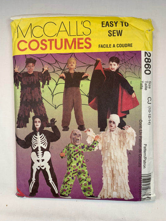 McCall's Children's Girls' Boys' Scary Frankenstein, Vampire, Skeleton, Mummy, Wolfman, Big Foot, Costumes, Size 10-14, Cut, 2000