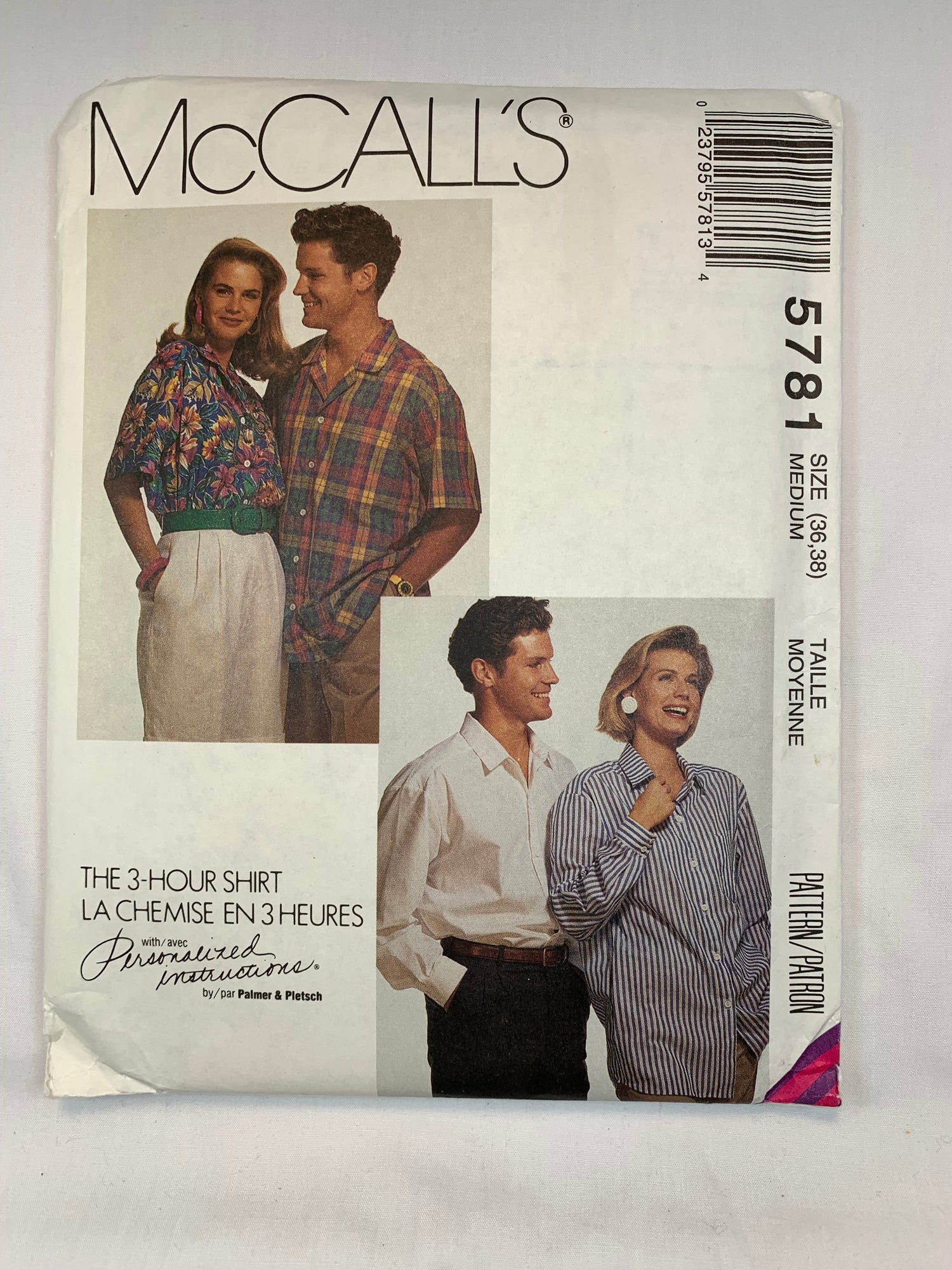 McCall's 5781 Misses' Men's Teens Shirt, Size 36-38, Uncut, Vintage 1992