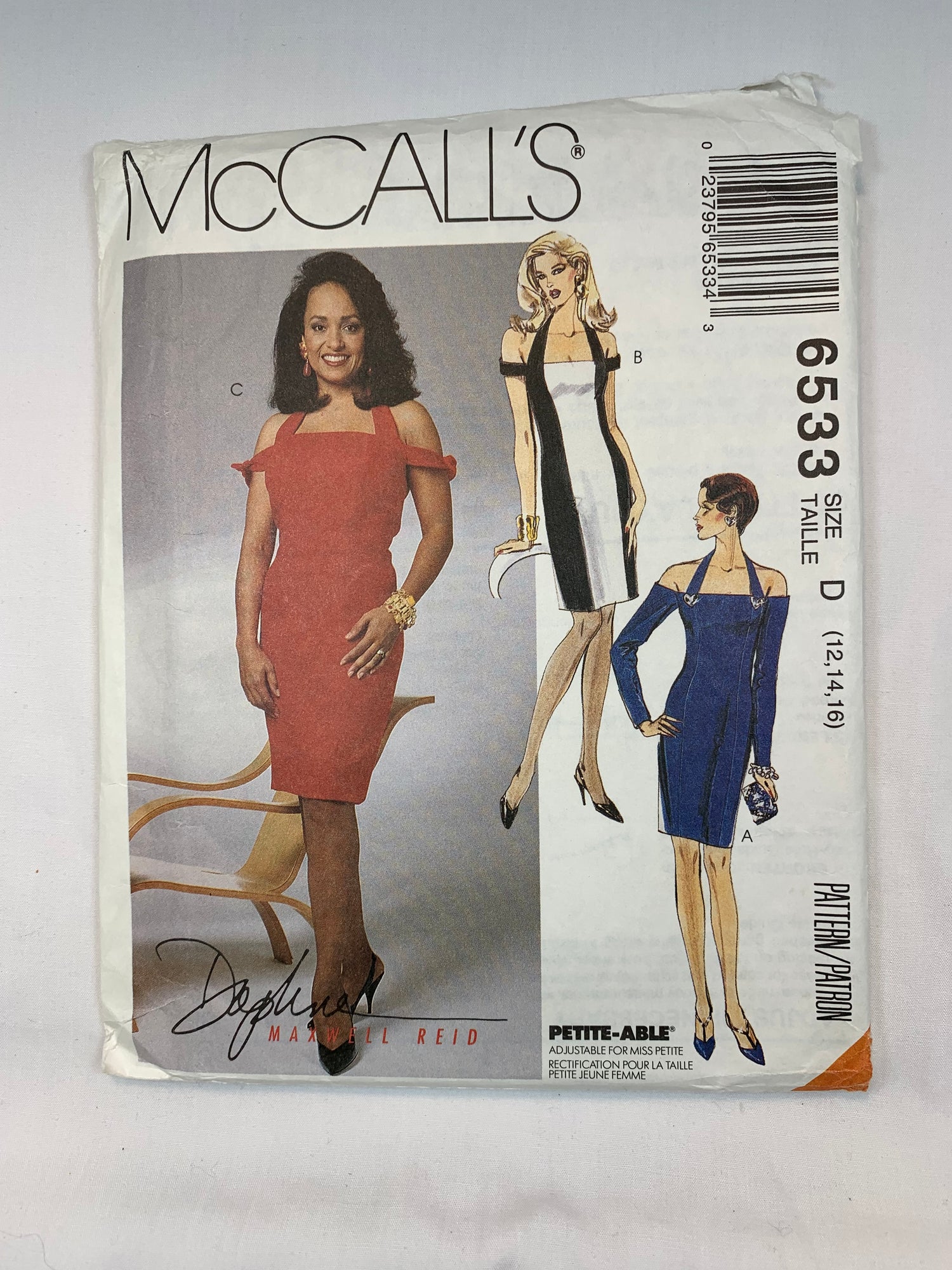 McCall's 6533 Misses' Dress. Size 14-16, Cut, Vintage 1993
