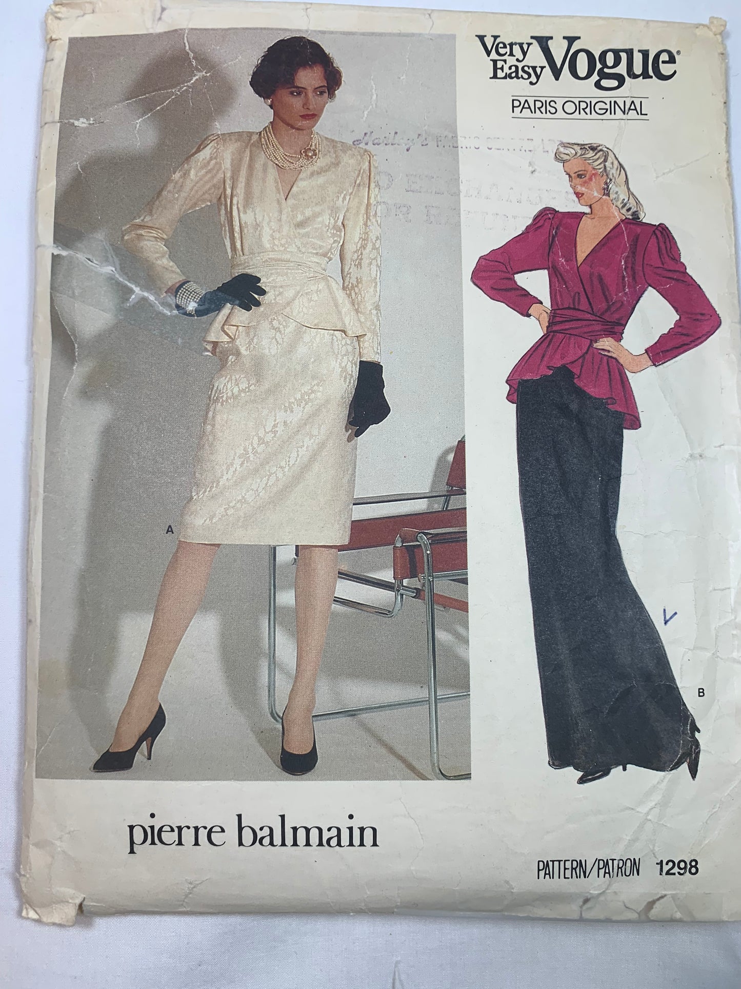 Vogue Sewing Pattern 1298 Misses' Top, Skirt, Loose-Fitting, Shoulder Pads, Elastic Waist, Two Lengths, Size 12, Uncut, Vintage 1995