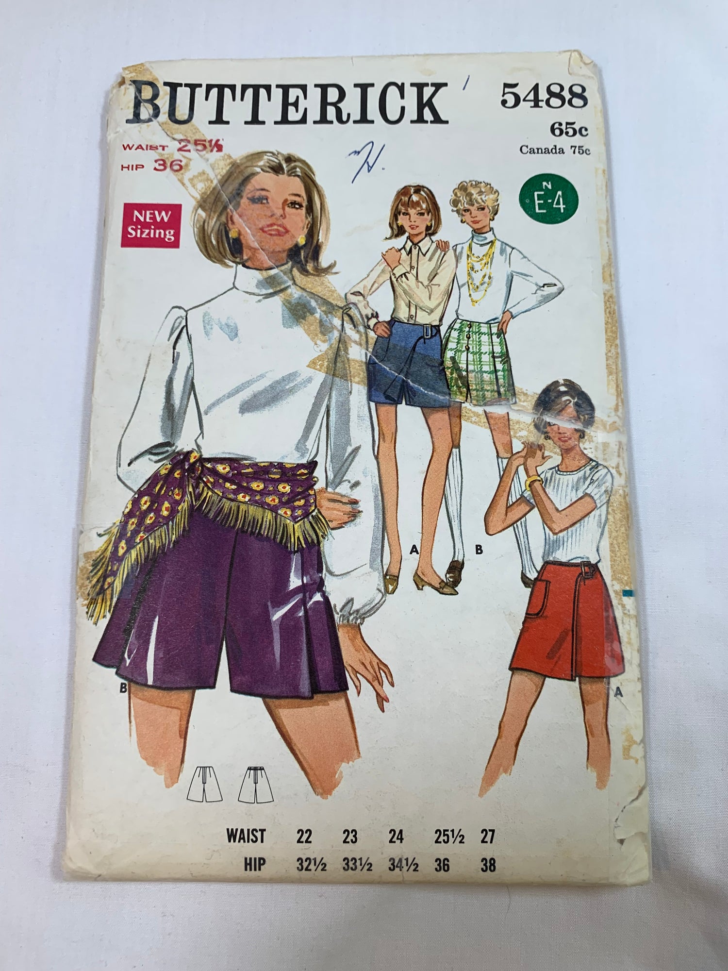 Butterick Sewing Pattern 5488 Misses' Pantskirt, A-Line, Pleats, Front Wrap, Pocket, Zipper Back, Size 25 1/2" Waist, Cut, Vintage 1975 Media 1 of 2