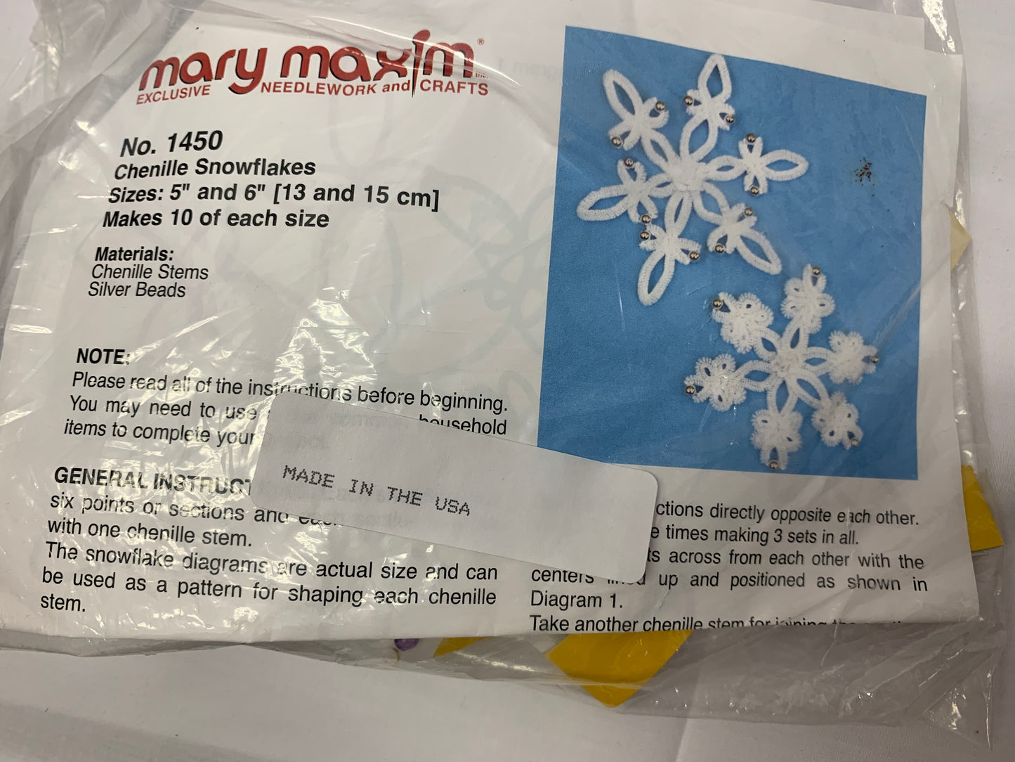 Mary Maxim #1450 Chenille snowflake, Crafts, Pipe Cleaners, Keepsakes USA, 2006