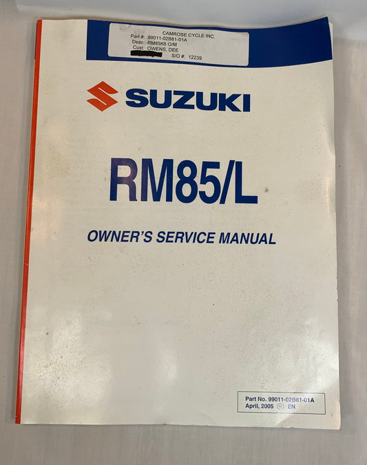 Suzuki RM85/L Owner's Service Manual, Suzuki Motor Corporation