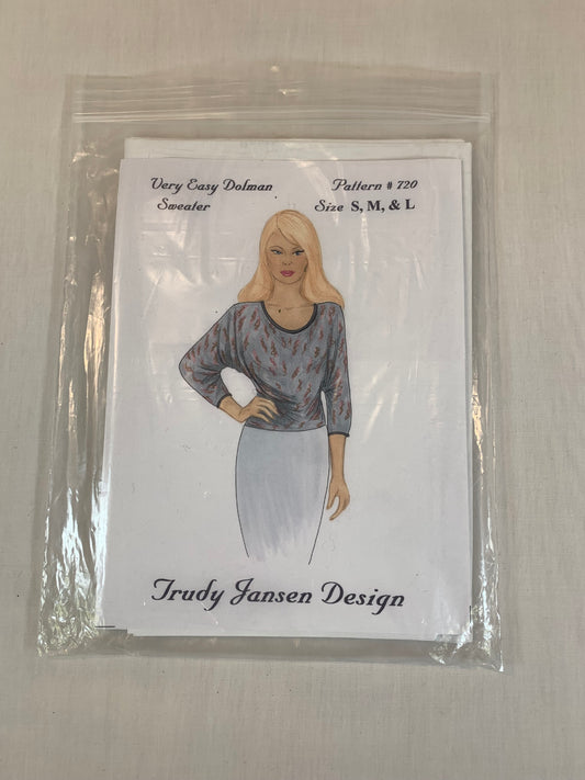 Trudy Jansen Design Pattern 720 Dolman Sweater, Size S-L