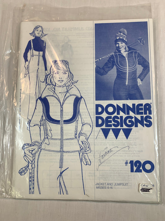 Donner Designs #120 Misses' Jacket, Jumpsuit, Snow Suit, Ski Suit, Size 6-16