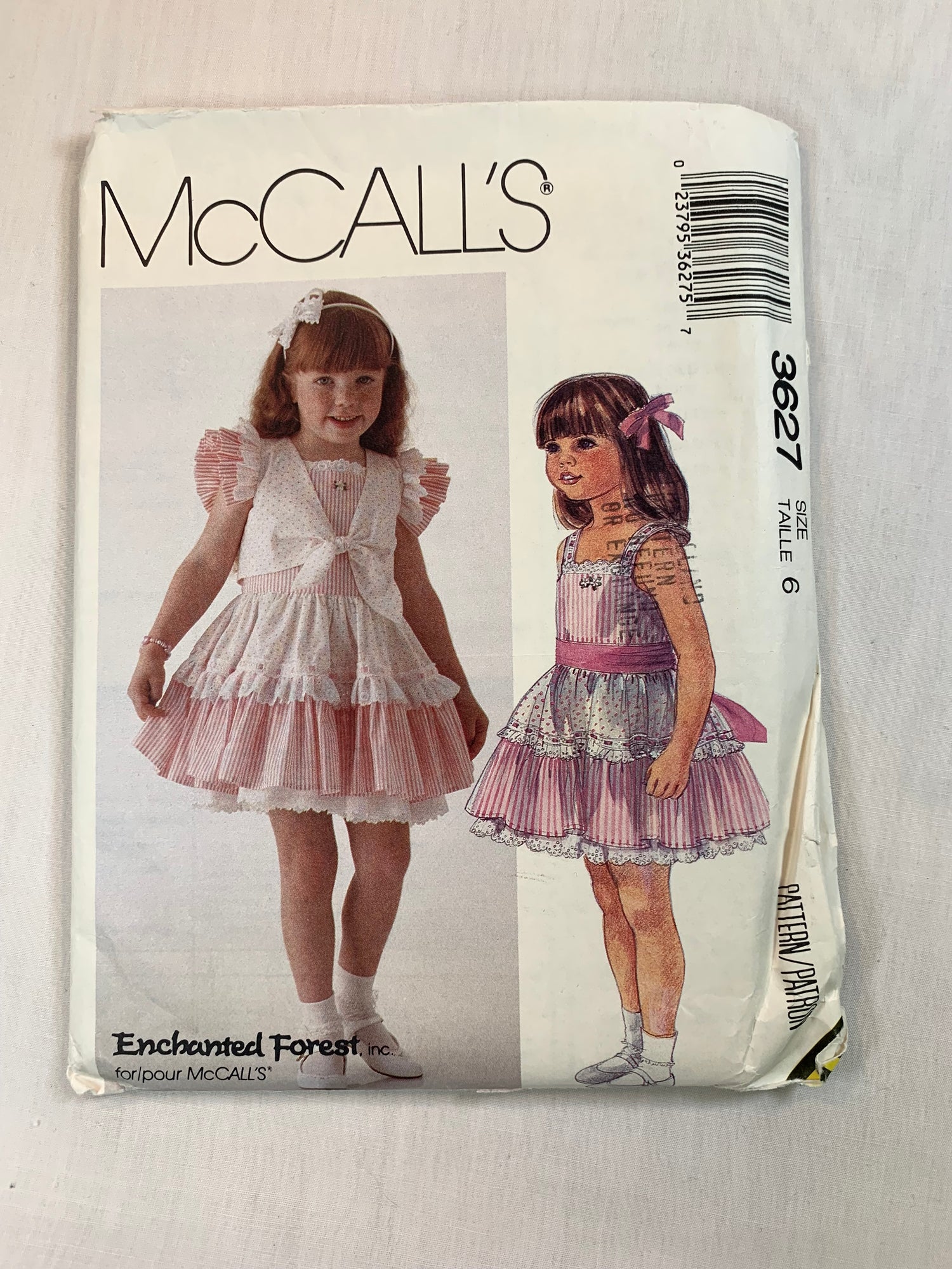 McCall's 3627 Toddlers' Children's Dress, Petticoat, Vest, Size 6, Uncut, Vintage 1988