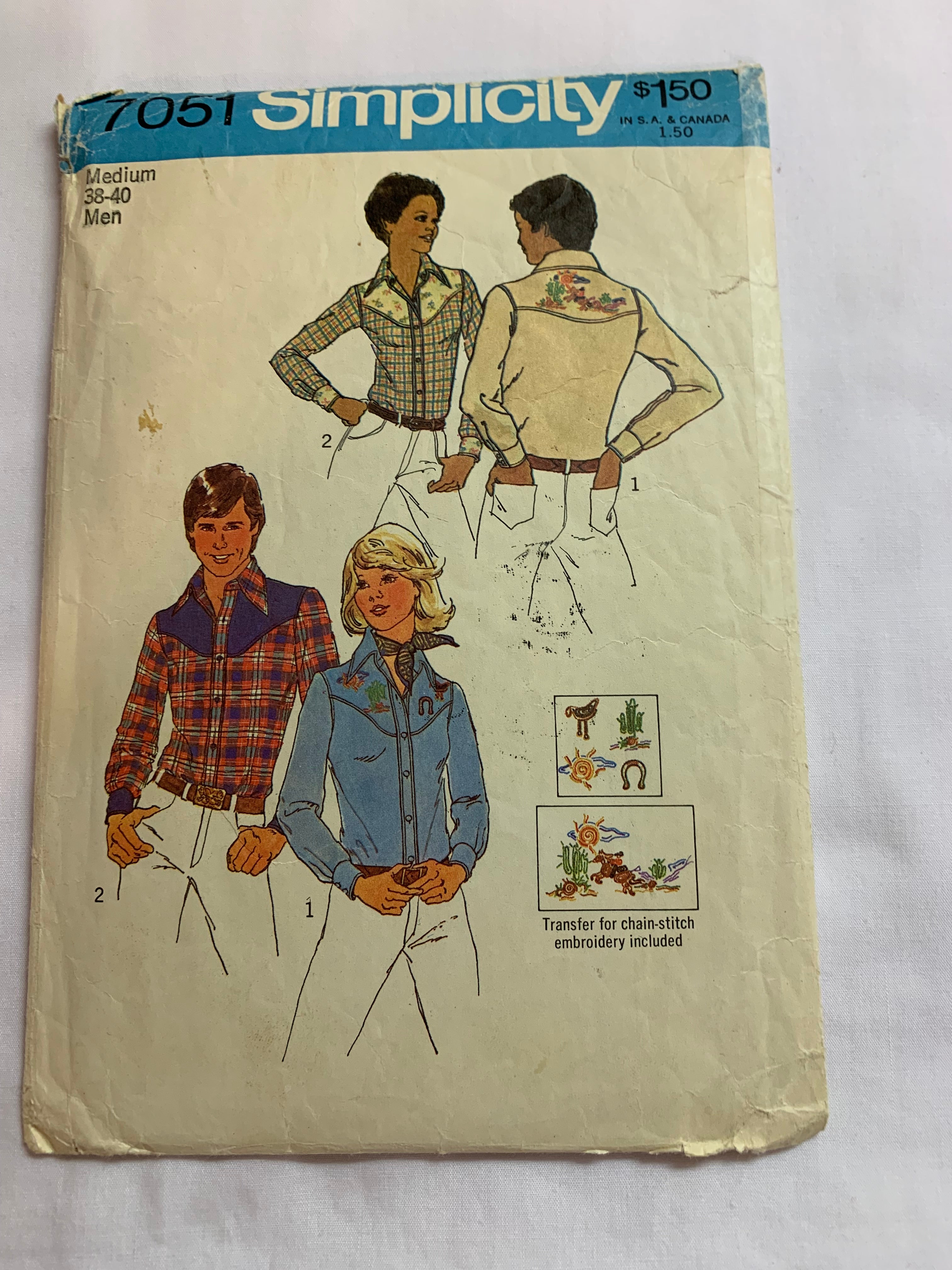 Simplicity Sewing Pattern 9539 Misses'/Men's/Teens' Western Shirt, Lon –  grammasbestbynancy
