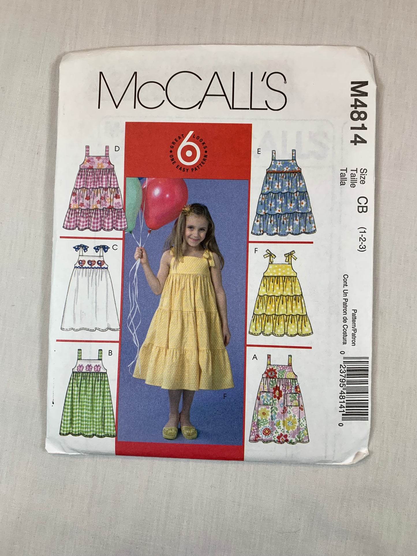 McCall's M4814 Toddlers' Girls' Dresses, Size 1-3, Uncut, 2005