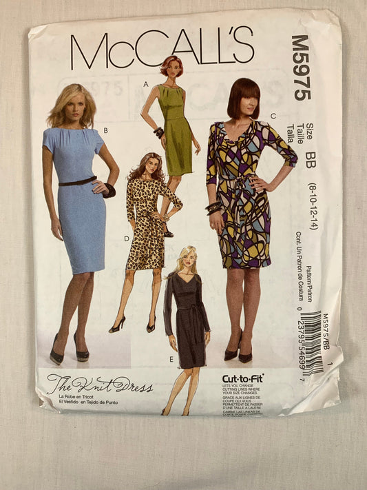 McCall's M5975 Misses' Petite Dress, Belt, Size 8-14, Uncut, 2009