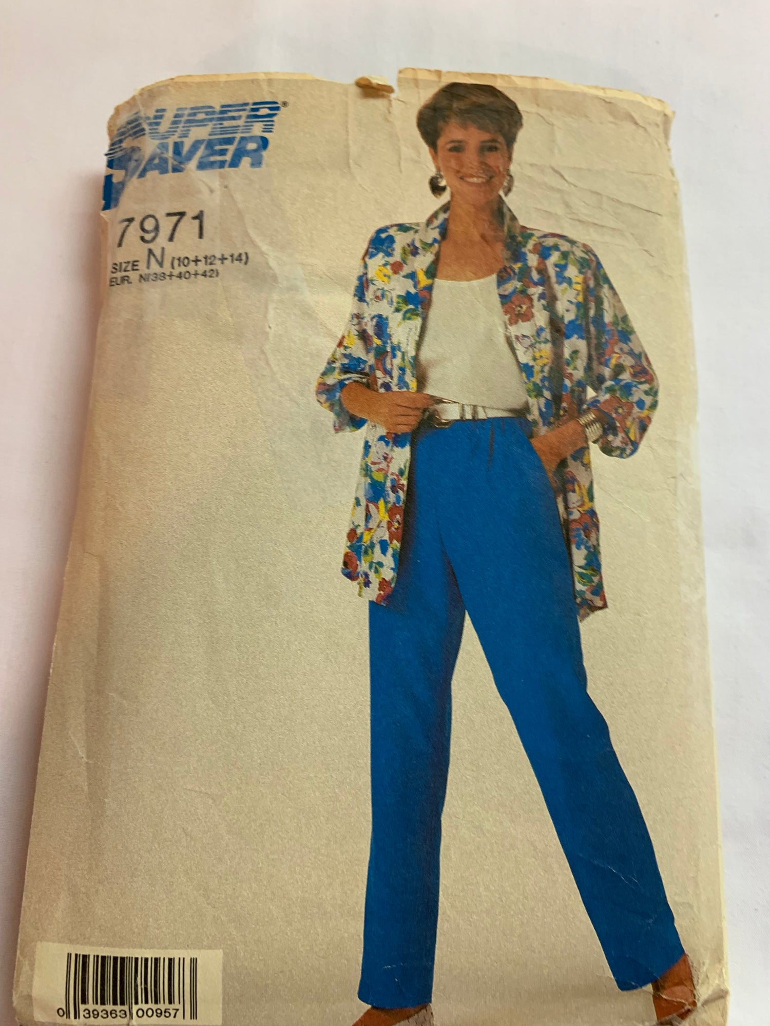 Simplicity Sewing Pattern 7971 Misses' Shirt, Pullover Top, Pants, Long Sleeves, Collar, Button Front, Size 10-14, Cut, Vintage 1987