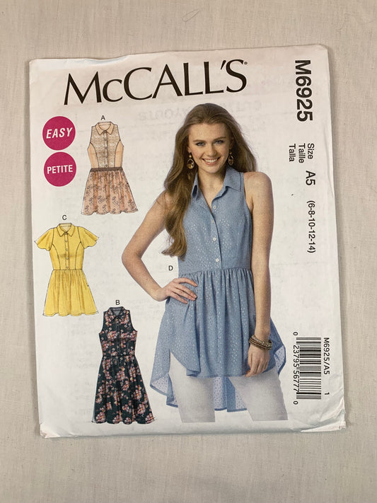 McCall's 4045 Misses'/Miss Petite Tops Tunic, Dress, Size 6-14, Uncut, 2014