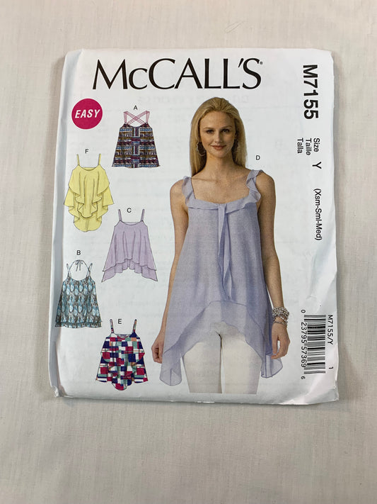 McCall's M7155 Misses' Tops, Size 4-14, Uncut, 2015