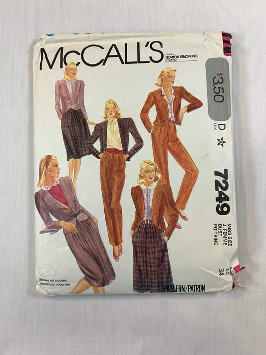McCall's 2025 Misses' Jacket, Skirt, Pants, Size 12, Cut, Vintage 1980