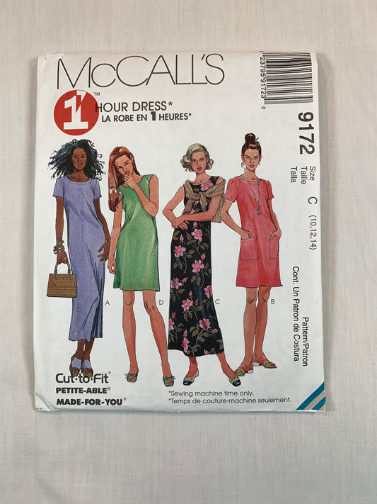 McCall's 9172 Misses' Dress. Size 10-14, Uncut, Vintage 1998