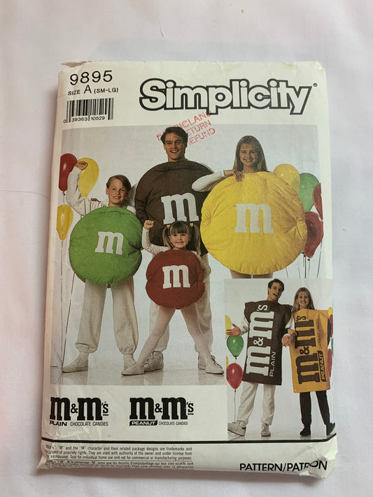 Simplicity Sewing Pattern 9895 Adult/Childs' Costumes, M & M Peanuts, Padded. Size 3-42, Cut, 2009