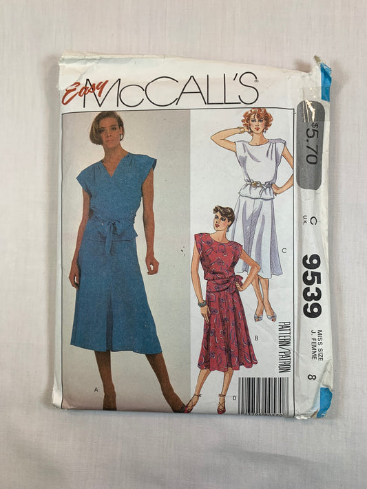 McCall's9539 Top, Skirt, Size 8, Uncut, Vintage 1985