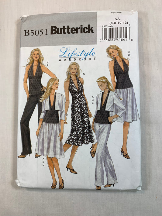 Butterick B5051 Misses' Jacket, Dress, Skirt, Top, Pants, Size 6-12, Uncut, 2007