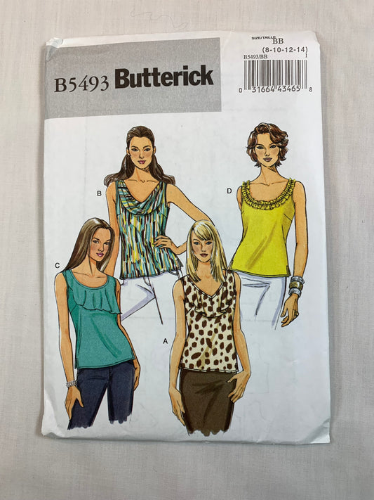 Butterick B5493 Misses' Top, Size 8-14, Uncut, 2010