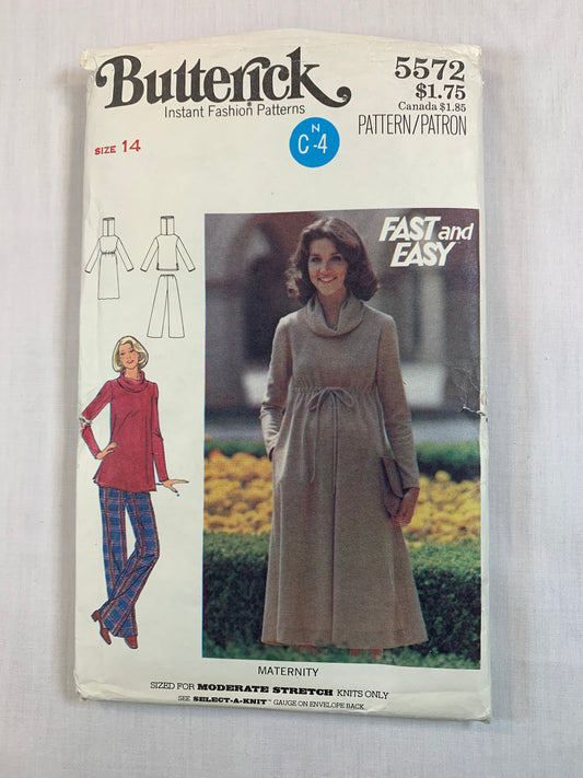 Butterick 5572 Misses' Maternity Dress, Top, Pants, Size 14, Uncut, Vintage 1986